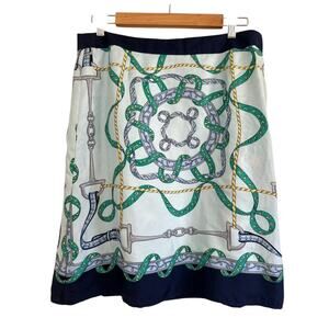 Nautical Tommy Hilfiger Preppy Skirt Scarf in Light Blue Sz 8 Side Zip